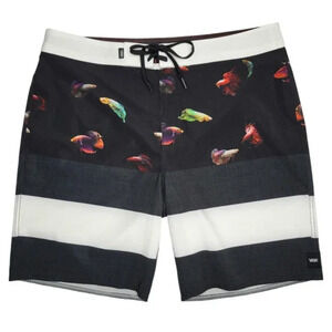 VANS Men's Board Shorts Mo Beta Fish Black White Striped Size 32